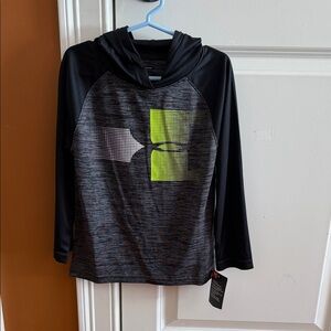 Under Armour Kids' Black and Gray Hoodie with Neon Accent